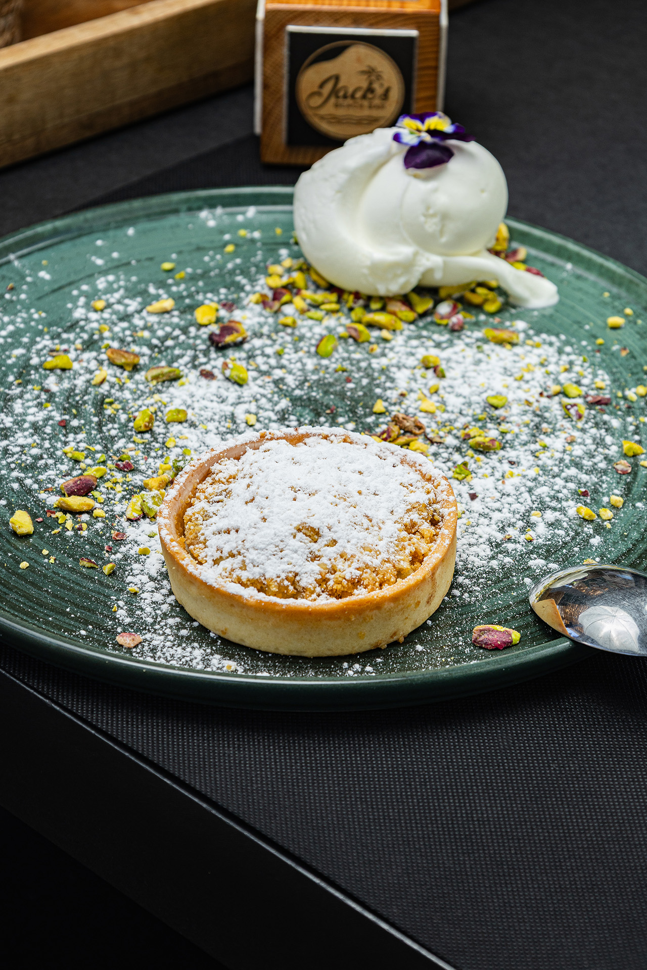 Apple tart with ice cream